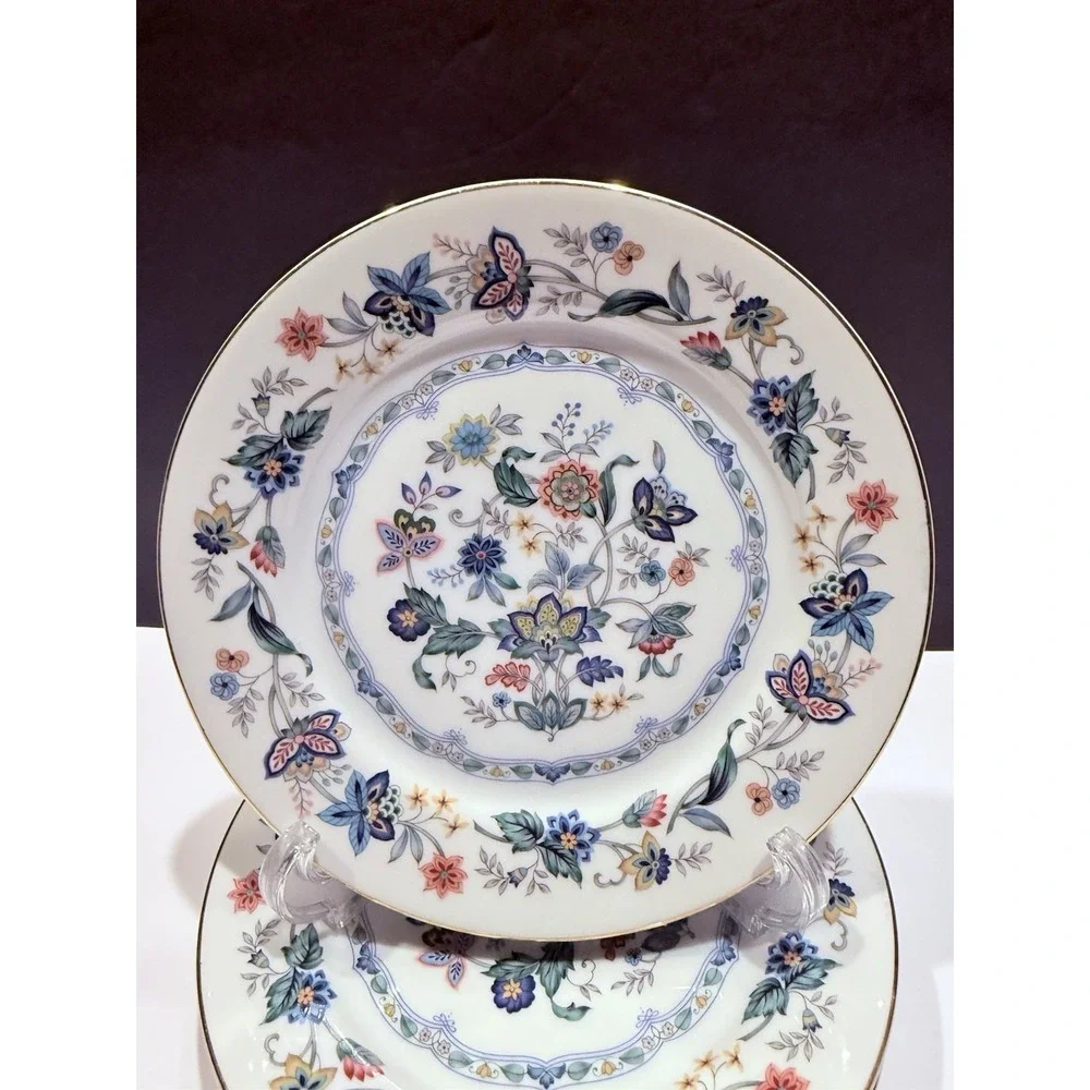 Andrea by Sadek Garden of India Dessert Plates Set 4 Japan Floral Gol